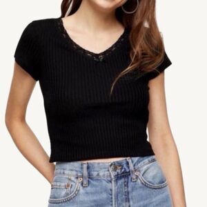TOPSHOP black lace babytee